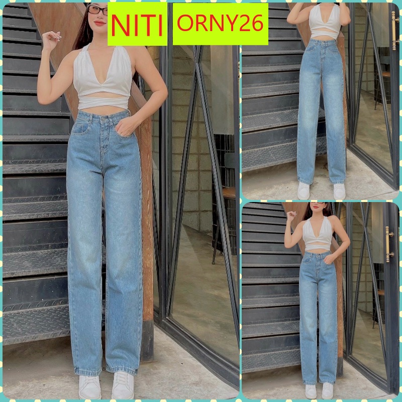 [ORNY26] QUẦN JEANS NỮ ỐNG RỘNG TRƠN, LAI CUỐN MÀU XANH NHẠT PHÁ CÁCH CỰC CHẤT HOT HIT NITIQC
