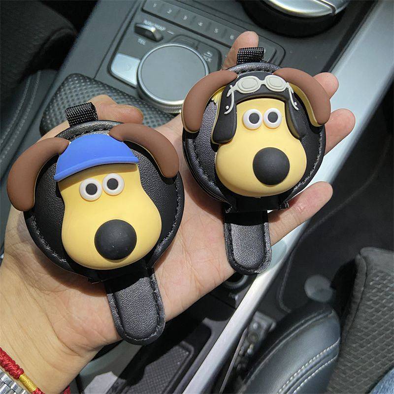 Wallace and Gromit Internet Celebrity Pilot Dog Car Glasses Clip Cow Leather Car Glasses Frame Car Cards Clip Holder Fashion Concise QVcv