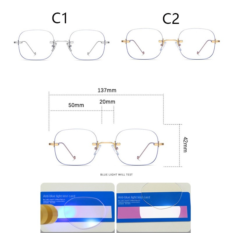 Mắt Kính Không Gọng Trong Suốt Chống Bức Xạ Thời Trang Cho Nữ