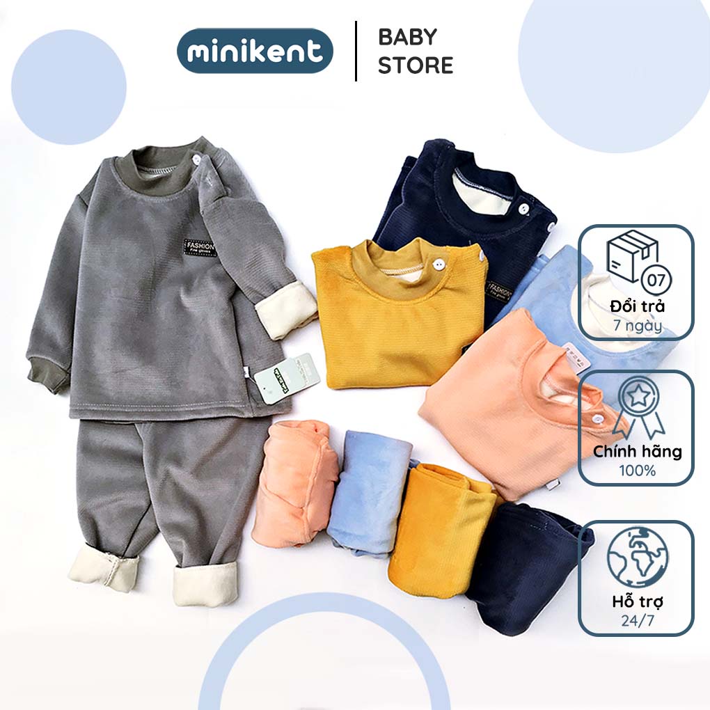 Bộ Đồ Nhung Cao Cấp Lót Nỉ Cạp Cao 10cm Mềm Ấm Cho Bé 8 - 19kg