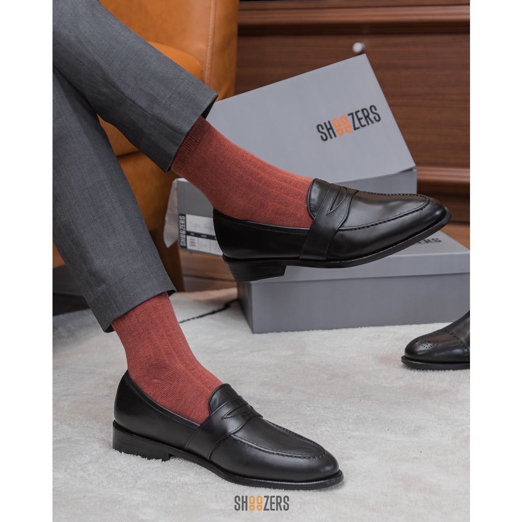 Penny Loafer màu đen da bò nhập khẩu ý