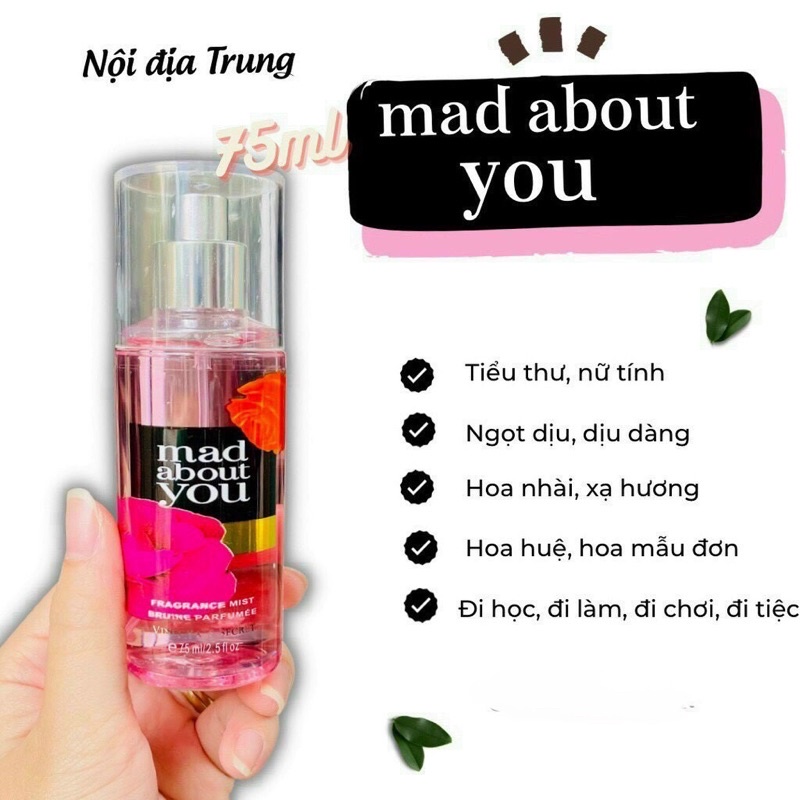 Xịt thơm toàn thân minisize size du lịch nhỏ gọn 75ml Victoria Secret, Bath and Body Works bản Trung