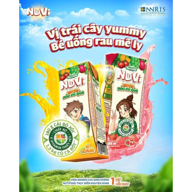 Nước rau củ quả Nuvi Lốc 4 hộp x 180ml