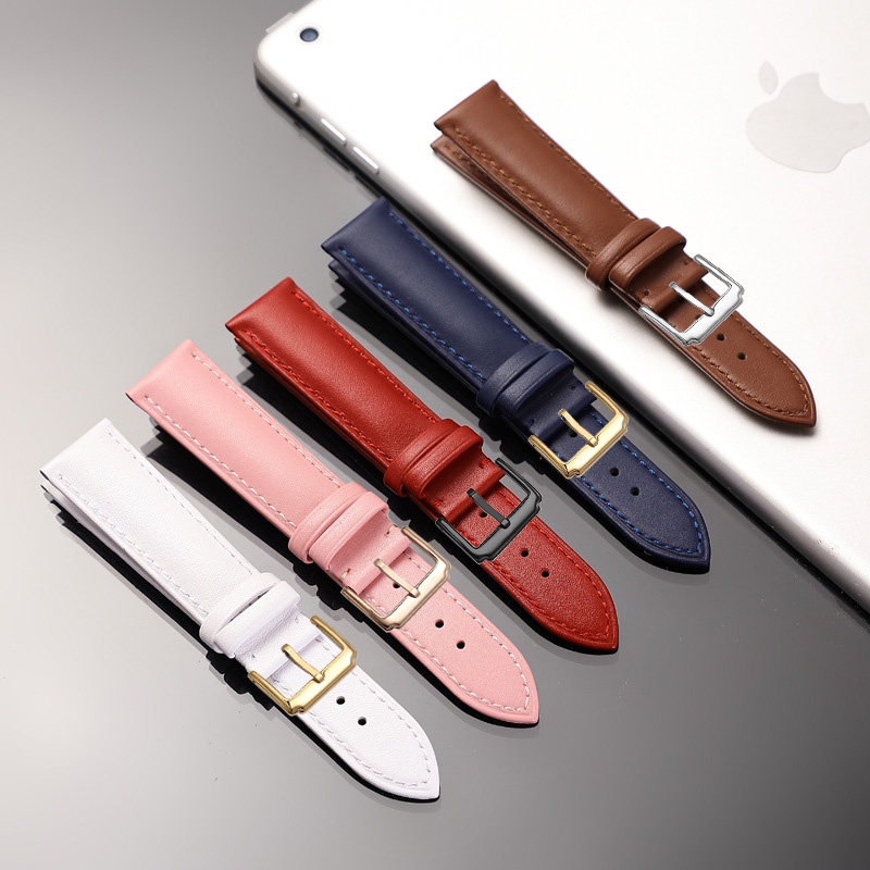 [Hàng nhập Xịn] Dây đồng hồ da bò 2 mặt lớp da bò đầu tiên TRƠN chống thấm nước BO-38 size 12 14 16 18 20 22 (chỉ trắng)