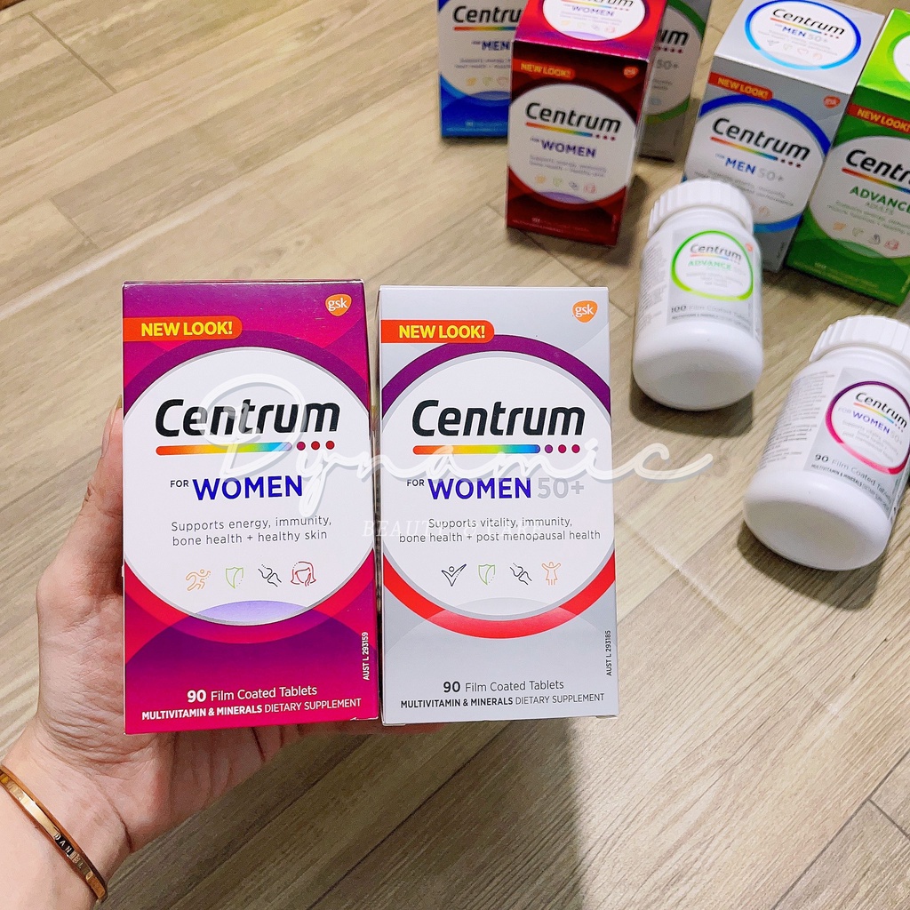 [Hàng chuẩn Úc] Vitamin tổng hợp dành cho nữ giới trên 50 tuổi Centrum for women 50+ 90 viên của Úc