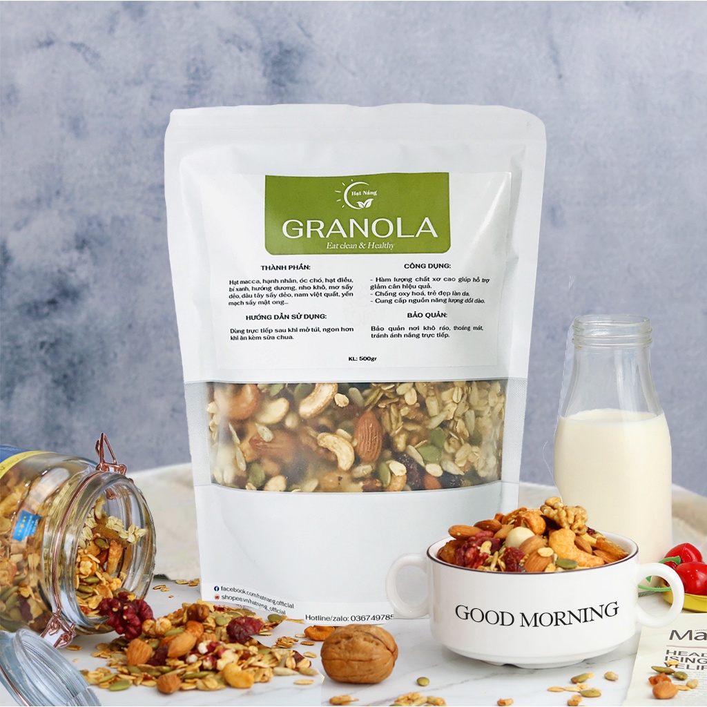 Granola Siêu Hạt & Quả, Ngũ cốc ăn kiêng không đường giảm cân tốt cho sức khỏe