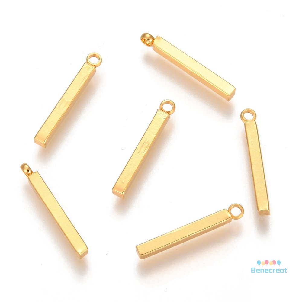 Bộ 10 mặt dây chuyền BENECREAT bằng thép không gỉ 304 mạ vàng 17.5x2x2mm: 1.7mm