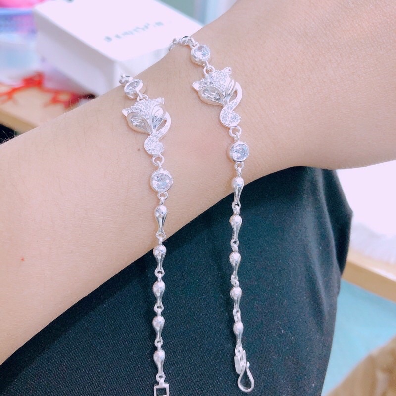 Lắc tay nữ bạc ta, lắc hồ ly may mắn tình duyên dày dặn sáng đẹp - Kho sỉ bạc Nhất Linh