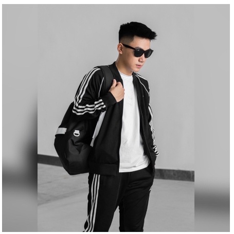 Áo Khoác thể thao adidas 3 sọc Bomber Unisex Nam Nữ SST Track - Màu Đen