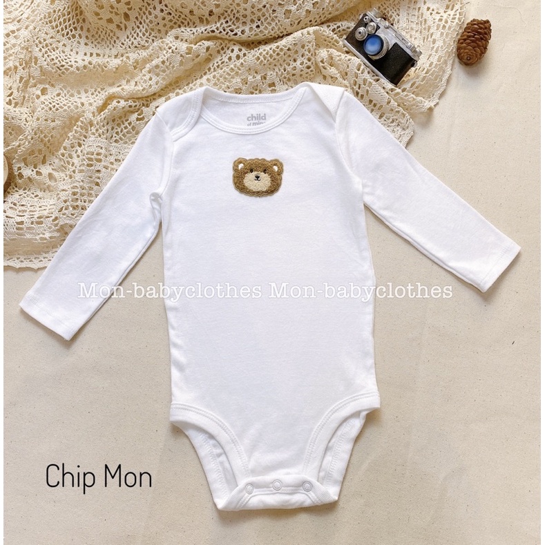 Bộ liền thân cotton mềm mịn trắng trơn cho bé