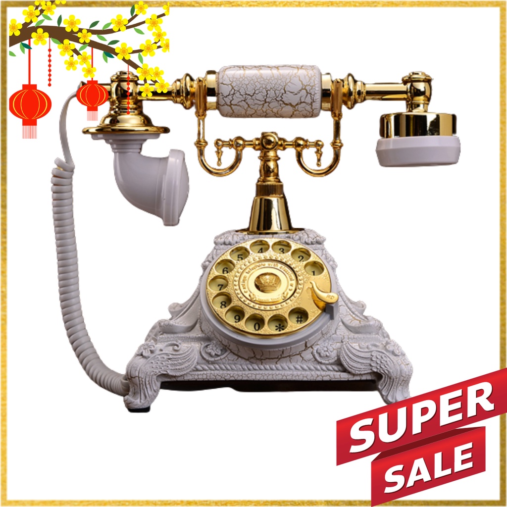 Decor đẹp - Điện thoại lắp SIM DI ĐỘNG và DÂY CỐ ĐỊNH, điện thoại tân cổ điển chuông cơ, tiếng reng thanh, nghe gọi tốt
