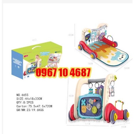 Thảm đạp nhạc, thảm nhạc đa năng 2 mặt kiêm xe tập đi 3in1 cho bé