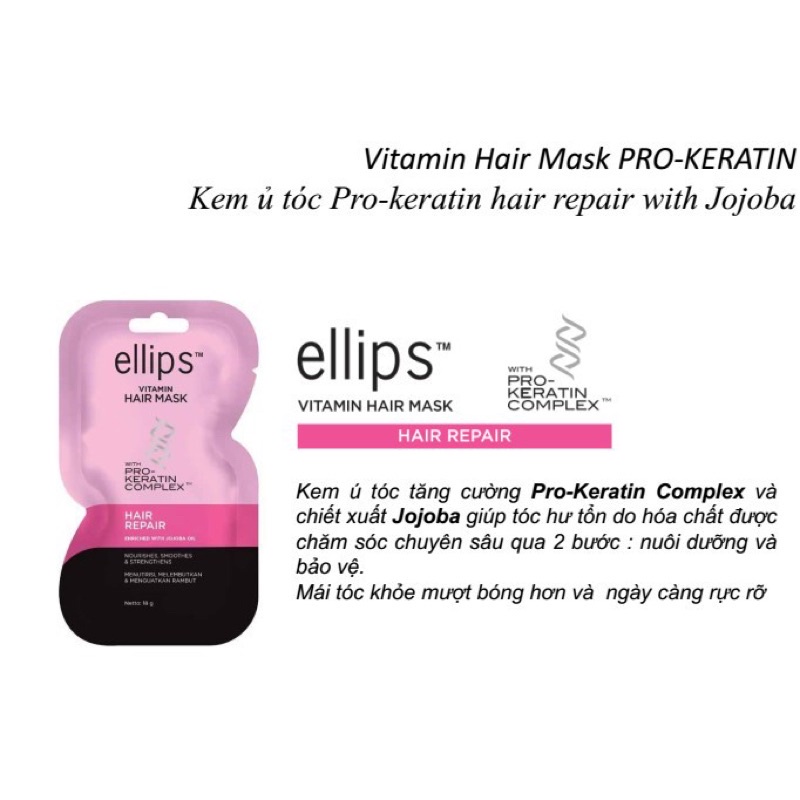 Kem ủ tóc Ellips gói 20g , keratin 18g