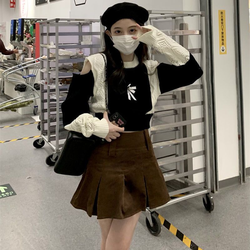 IELGY IELGY Áo sweater Dệt Kim Trễ Vai Dáng Ôm Thời Trang Cho Nữ