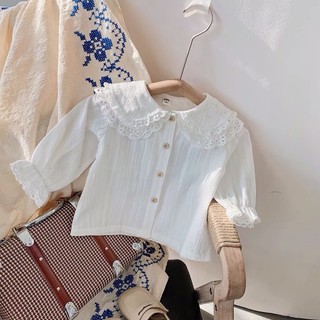 Áo sơmi trắng cổ sen