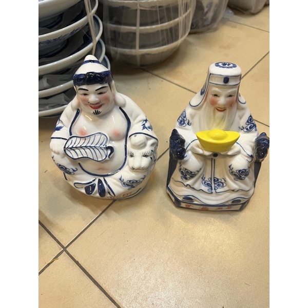 Tài địa men lam cao 14; cao 19 cm
