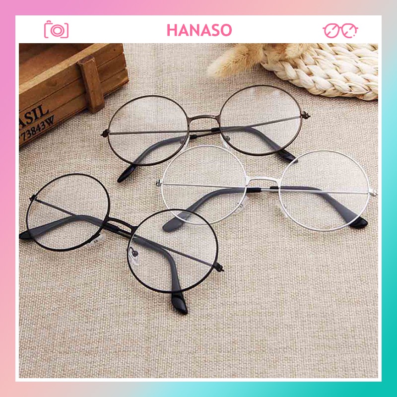 Gọng kính cận thời trang nữ nam phong cách Hàn Quốc mắt kính giả cận tròn ngố không độ siêu hit hot giá rẻ HANASO 108