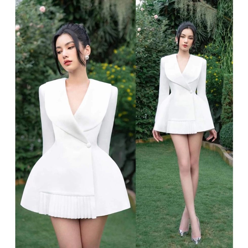 Set áo quần kiểu đầm vest dáng xòe xếp ly phối quần short (HÀNG CAO CẤP) cao cấp dạ hội dự tiệc đám cưới đi b