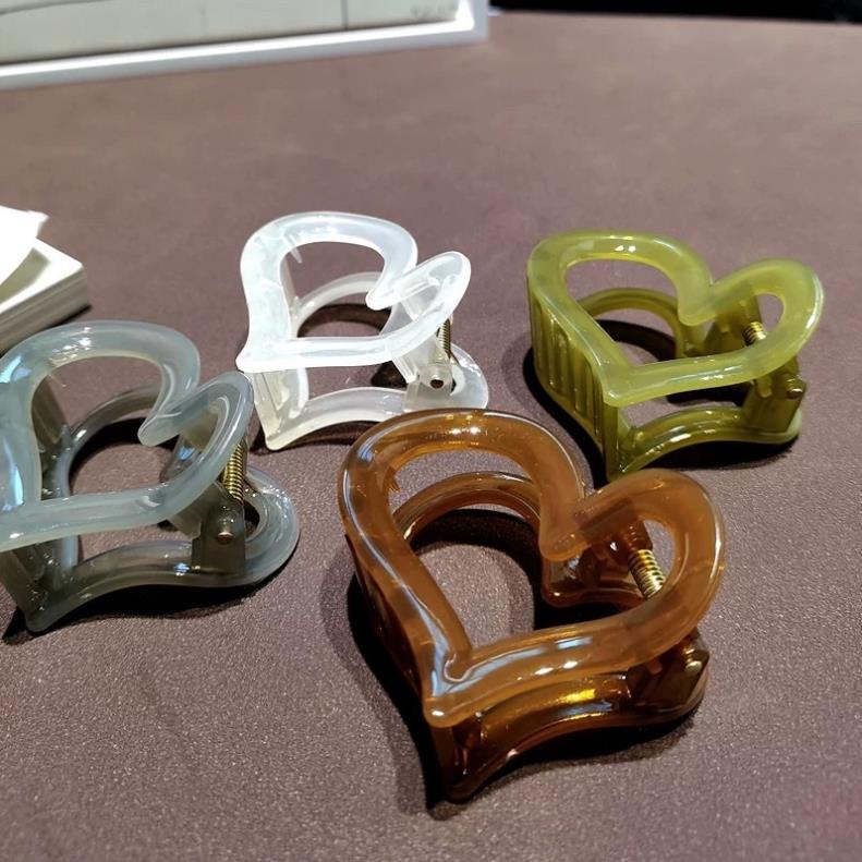 Kẹp Tóc Softie Trong Suốt Hình Trái Tim Phong Cách Hàn Quốc Thời Trang Siêu Hot