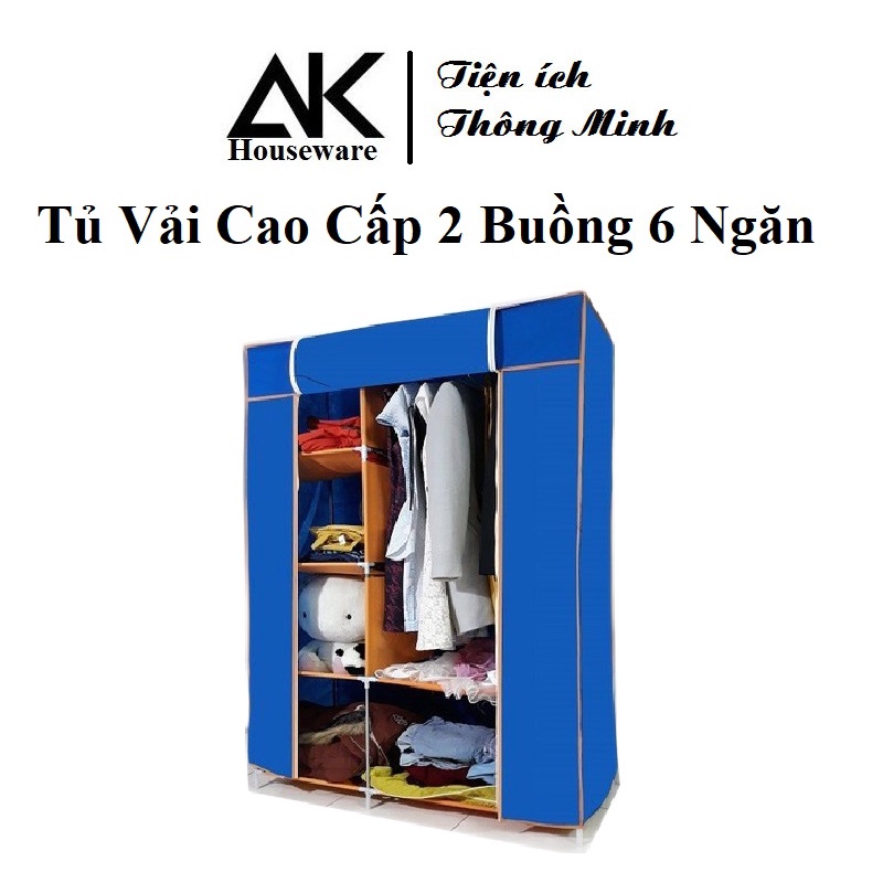 Tủ vải quần áo 2 buồng 6 ngăn Thăng Long- Hà Nội, khung sắt sơn tĩnh điện ( Hàng Việt Nam) - tủ vải 2 buồng 6 ngăn