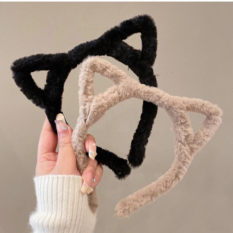 Băng Đô Cài Tóc Hình Tai Mèo Bằng Lông Nhung Dễ Thương Xinh Xắn