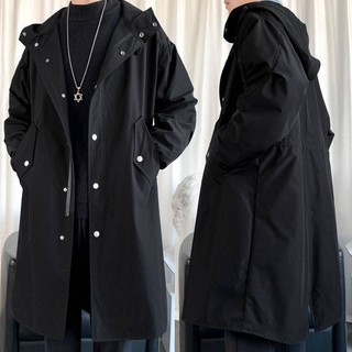 Áo khoác trench coat dáng dài mùa thu dáng dài quá đầu gối liền mũ mẫu xuân thu