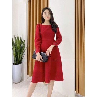 Váy nhung cổ thuyền thiết kế 02