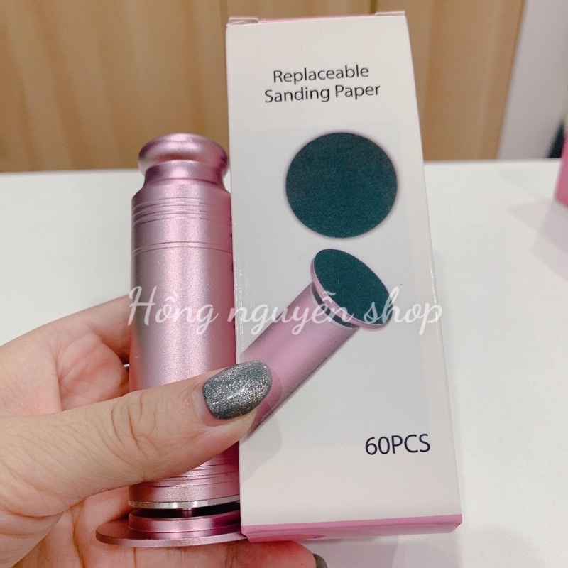 Máy Chà Gót Chân Pinkmia, Máy Tẩy Tế Bào Chết Cho Tiệm Nail, Cá Nhân Tại Nhà - Tặng Kèm 60 Miếng Chà