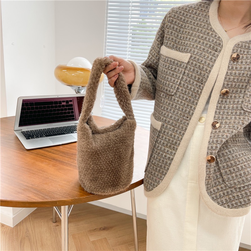 Ielgy niche Túi Xách bucket Phủ Bông Thiết Kế Di Động Cho Nữ