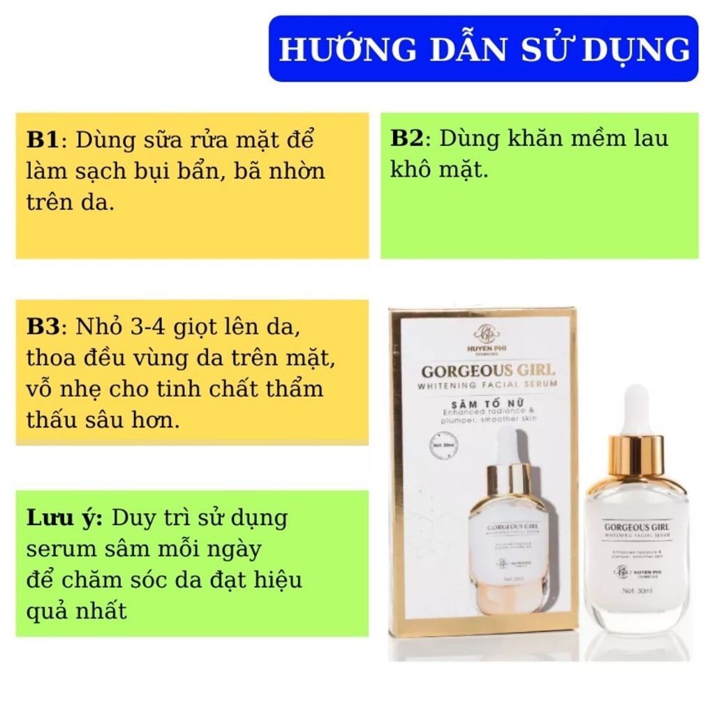 Serum Sâm Tố Nữ Huyền Phi - Cấp Ẩm, Tái Tạo Phục Hồi, Tăng Độ Đàn Hồi Cho Da