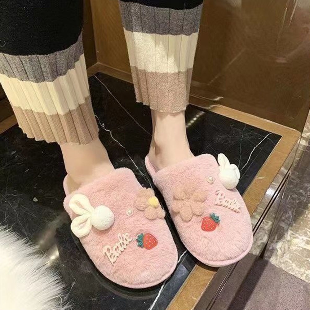 Dép bông thỏ bít mũi, đi ấm chân vào mùa đông, dạng dép lông êm chân