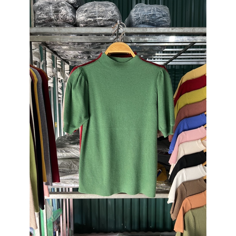 Áo len mịn cổ lọ 3 phân tay bồng lỡ - Có kèm hình ảnh thật 100% do chính tay shop chụp