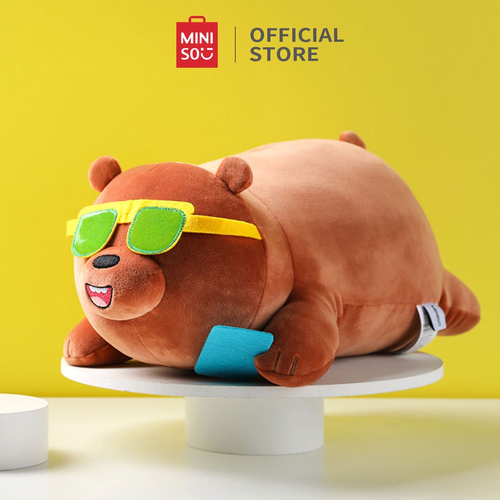 Gấu Bông MINISO  We Bare Bears Thú BôNg Len Nằm Sấp Đội Nón Dễ Thương Thú BôNg Mềm Mại Quà Sinh Nhật