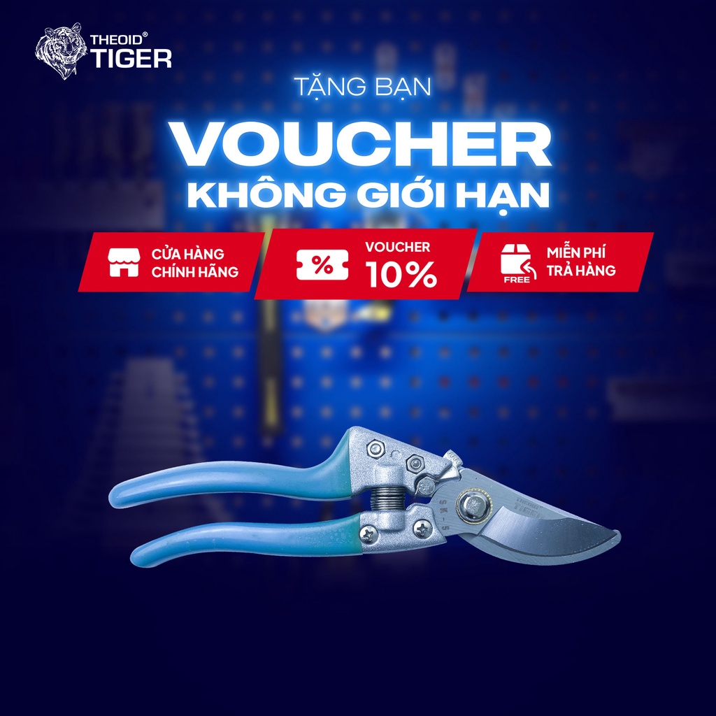 Dụng cụ làm vườn Theoid Tiger Kéo Cắt Cành, Lưỡi Thép Sắc Bén Cắt Cành Ngọt