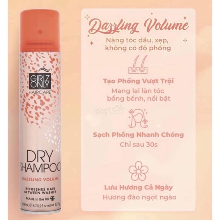 Dầu gội khô Girlz Only đủ mùi hương 200ml