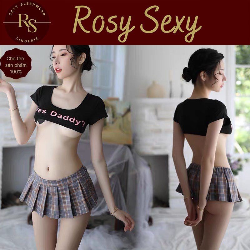 Bộ croptop hở ngực Yes Daddy kèm chân váy caro LG288 | BigBuy360 - bigbuy360.vn