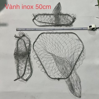 Vành vợt inox lưới carbon khung tam giác 50cm - cao cấp