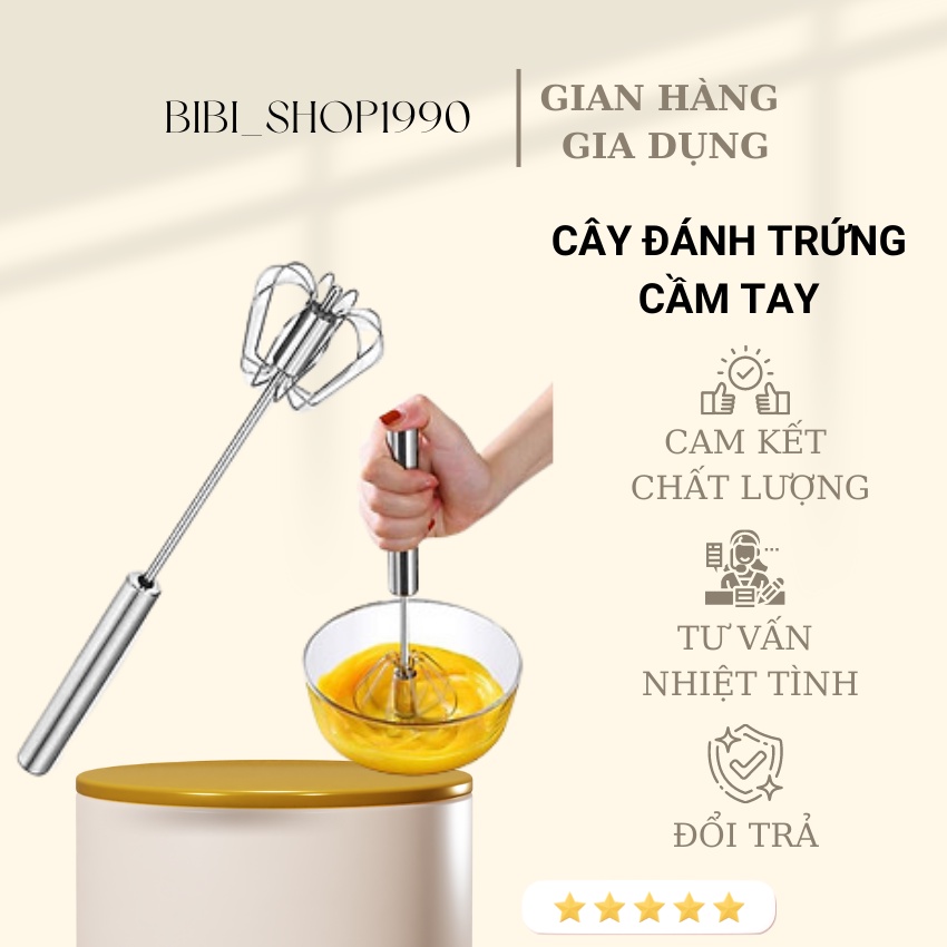 Cây đánh trứng cầm tay chất liệu inox tiện lợi - Dụng cụ tạo bọt cafe bán tự động (CDT02)