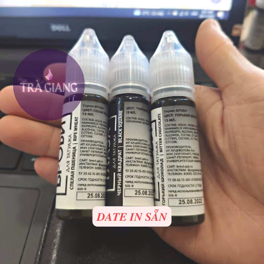 Mực Brovi Nga cao cấp 15ml, mực phun xăm bám nhanh bong đậm chính hãng