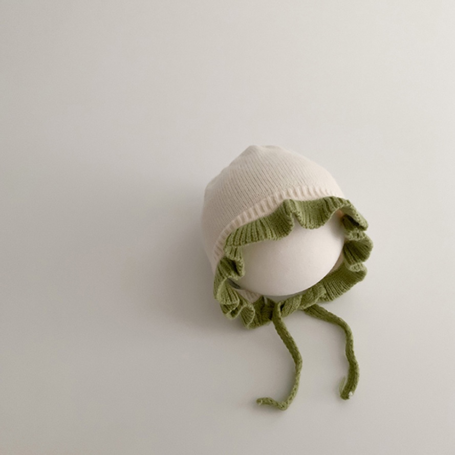 Mũ Len Cotton Màu Trơn Giữ Ấm Tai Cho Bé Gái