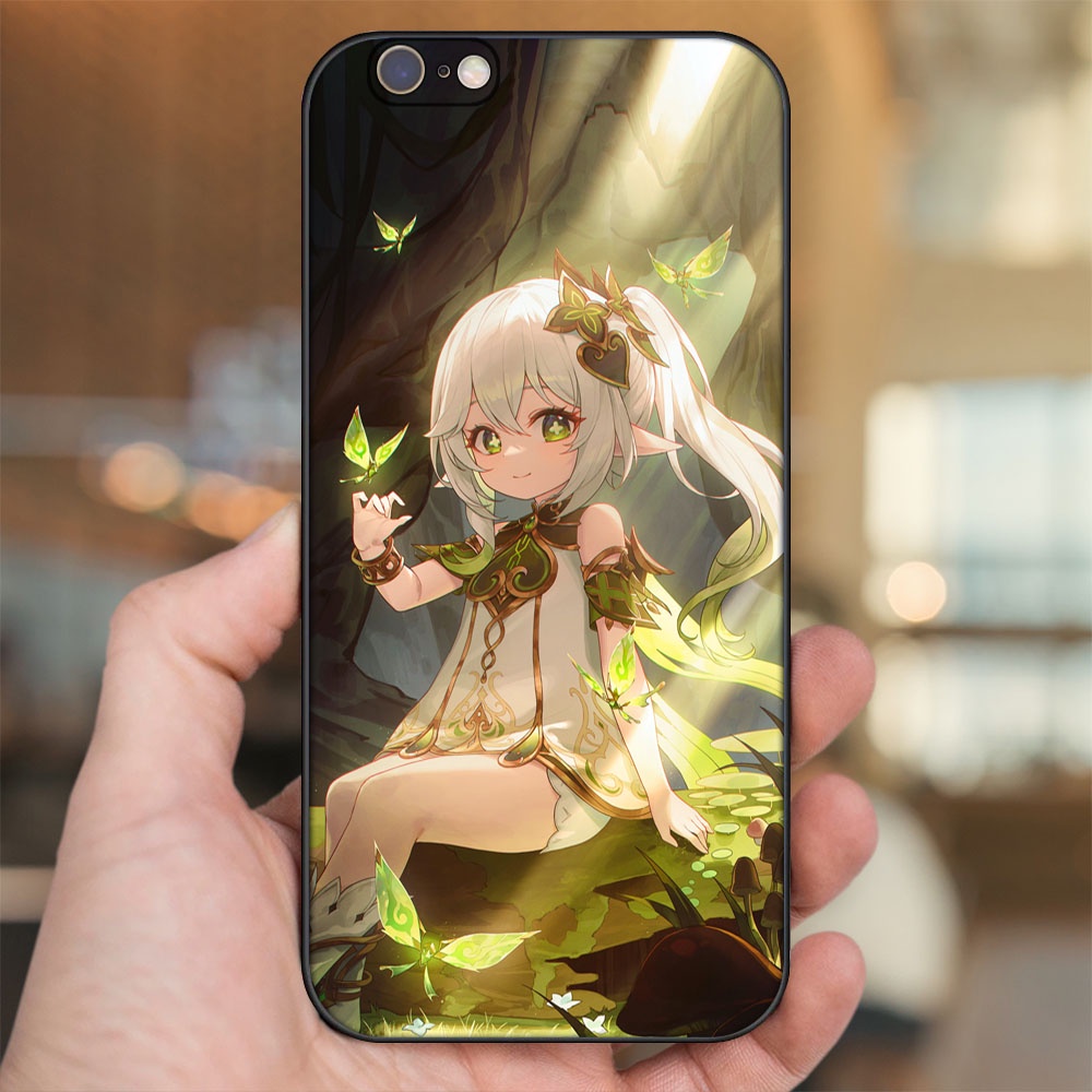 Ốp lưng iPhone 6, 6s dẻo đen cạnh vuông in hình Nahida Genshin Impact