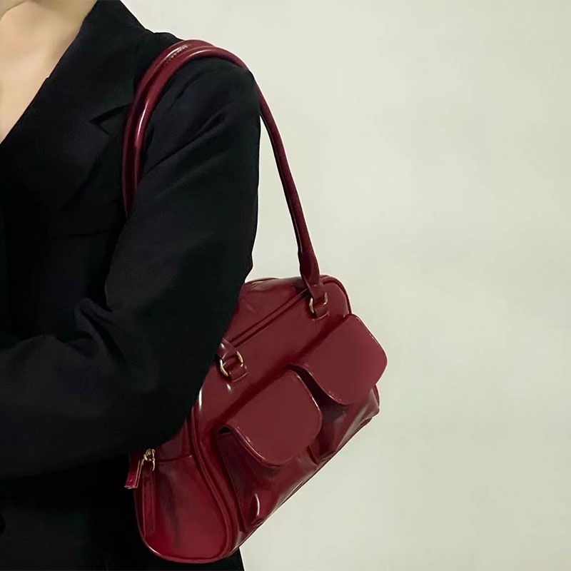 Mischa Túi Xách Đeo Vai Hình Vuông Cỡ Lớn Chất Liệu Da PU Màu Trơn Phong Cách Cổ Điển Thời Trang Cho Nữ stand oil