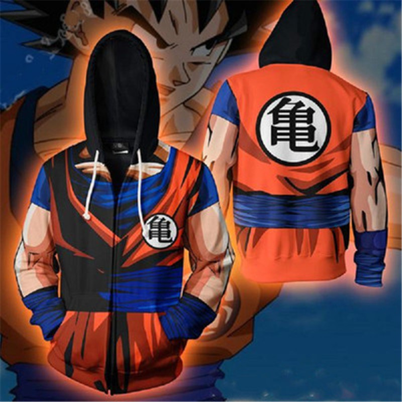 Áo Khoác Hoodie Có Khóa Kéo In Hình Goku Dragon Ball 3D Diy Thời Trang Thường Ngày Dành Cho Nam Nữ