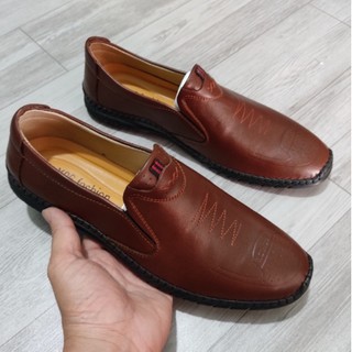 Giày lười nam da bò - Giày da nam công sở da bò thật xịn cao cấp đế cao su mềm đủ size 38 - 43