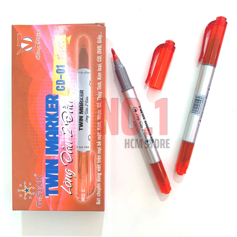 Hộp 12 Cây Bút Lông Dầu 2 đầu Gstar CD-01 Vâng Thiên  - Văn Phòng Phẩm No.1