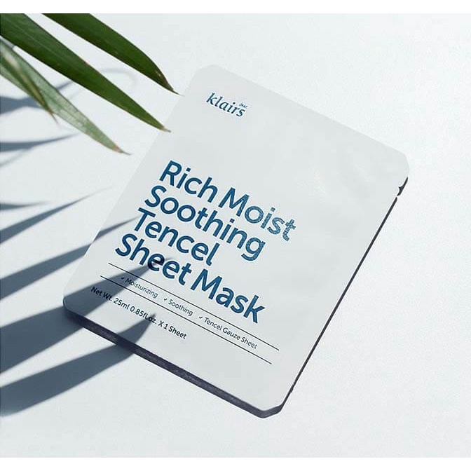 Combo 4 Dear, Klairs Midnight Blue Calming Sheet Mask 25ml+3 Rich Moist Soothing Tencel Sheet Mask 25ml