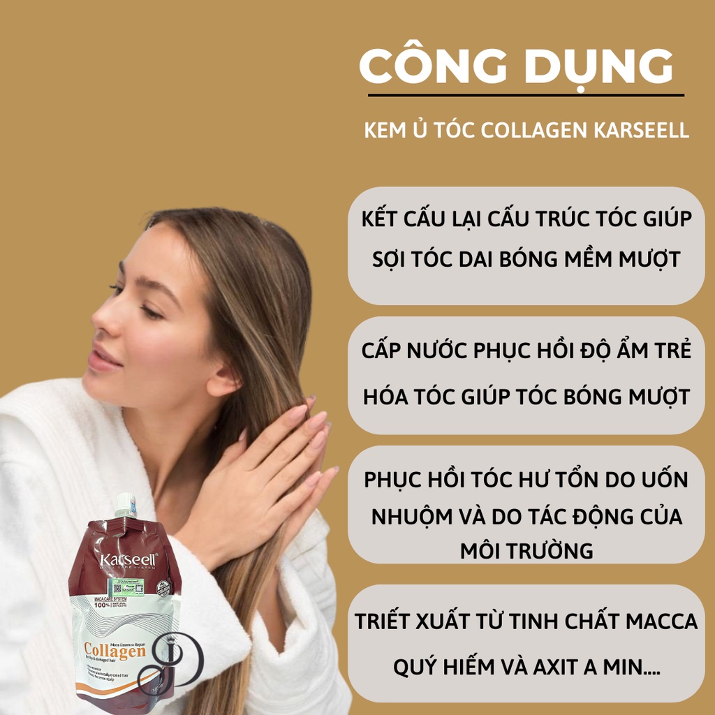 Kem ủ tóc KARSEELL MACCA COLLAGEN 500ML Phục hồi nuôi dưỡng trẻ hóa mái tóc chuẩn salon