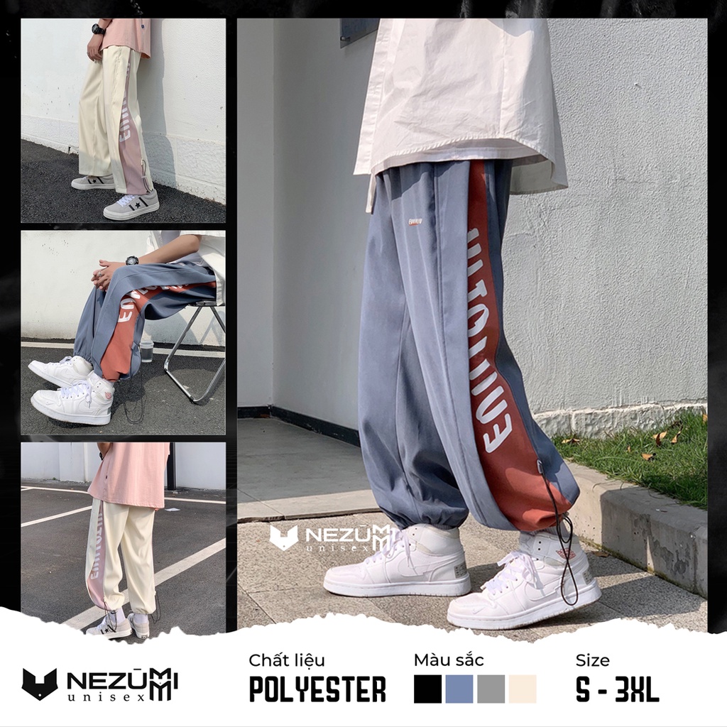 Quần jogger thể thao đen xám xanh be line chữ rút dây gấu unisex nam nữ hip hop dance Hàn Quốc, chạy bộ, tập gym