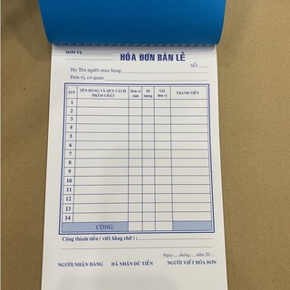 Sổ hoá đơn bán lẻ 1 liên