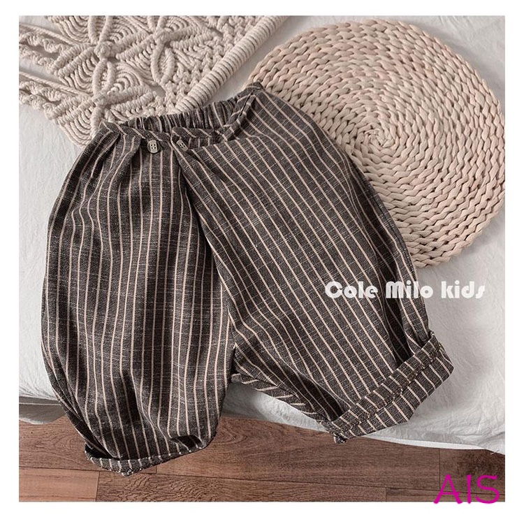 Quần baggy cotton lanh phong cách xuân thu thời trang Hàn Quốc 2021 cho bé trai và bé gái